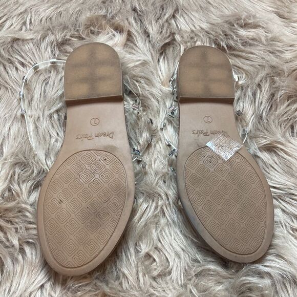 Dream Pairs CLEAR/RHINESTONE Studded Gladiator Strappy Flat Ankle Strap Sandal - Picture 6 of 14